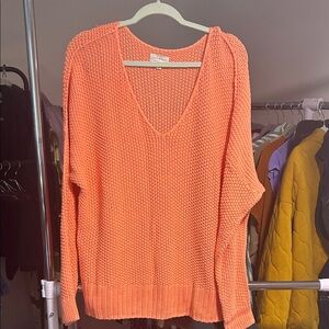 Lucky Brand Vibrant Orange V-Neck Sweater